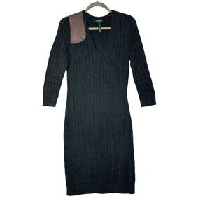 Ralph Lauren Brown Cable Knit Sweater Dress| Size M